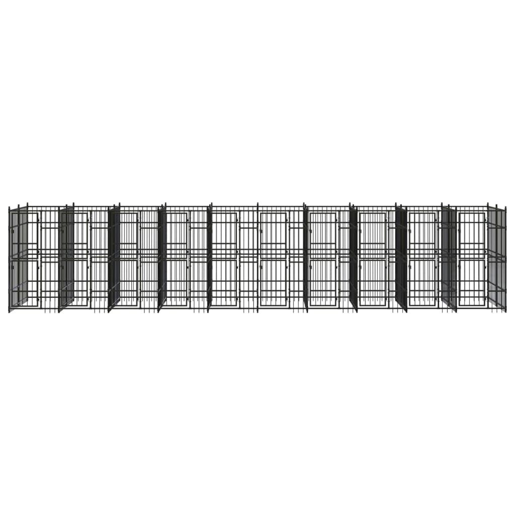 vidaXL Outdoor Dog Kennel Steel 198.4 ft²-0
