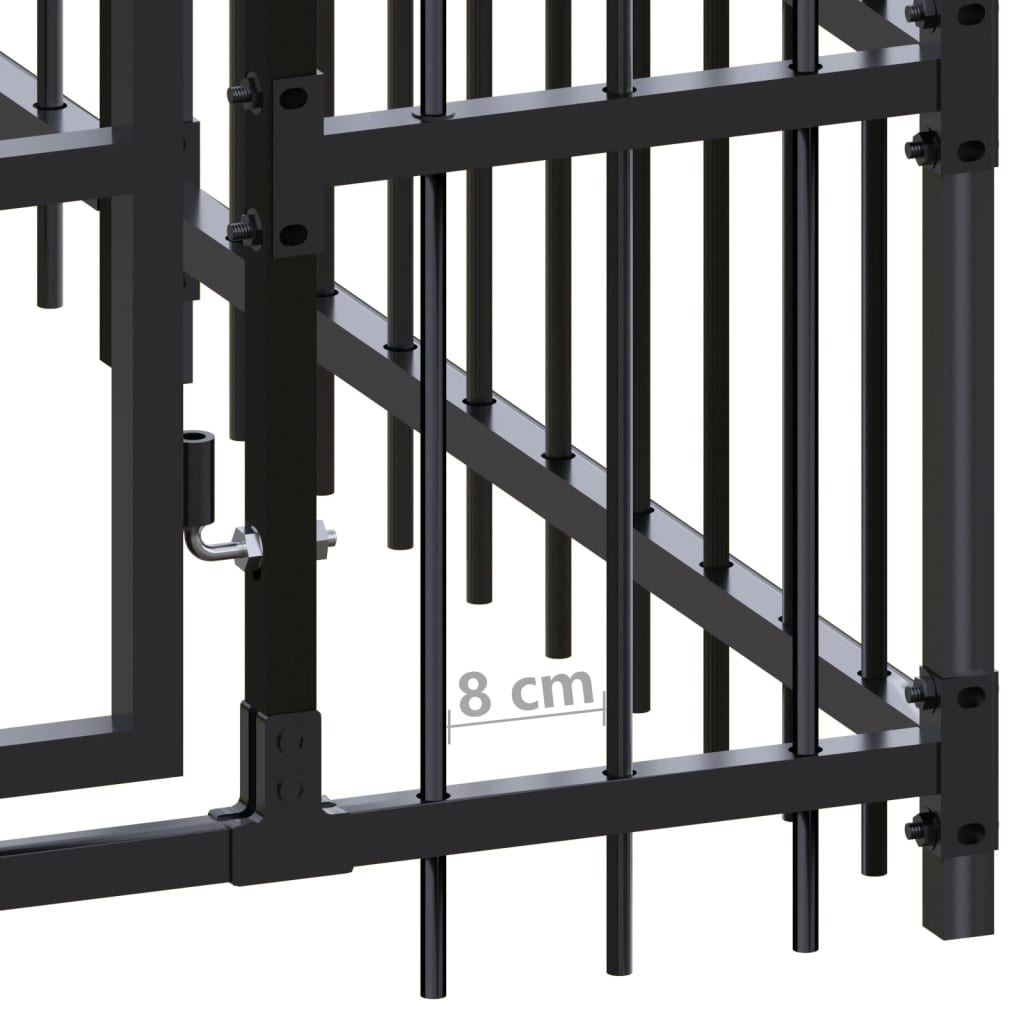 vidaXL Outdoor Dog Kennel Steel 198.4 ft²-4
