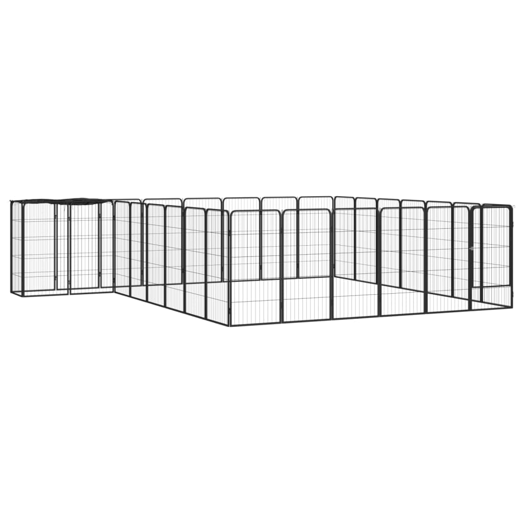 vidaXL Dog Playpen Kennel Dog Cage Puppy Pet Exercise Wire Fence Steel Black-3