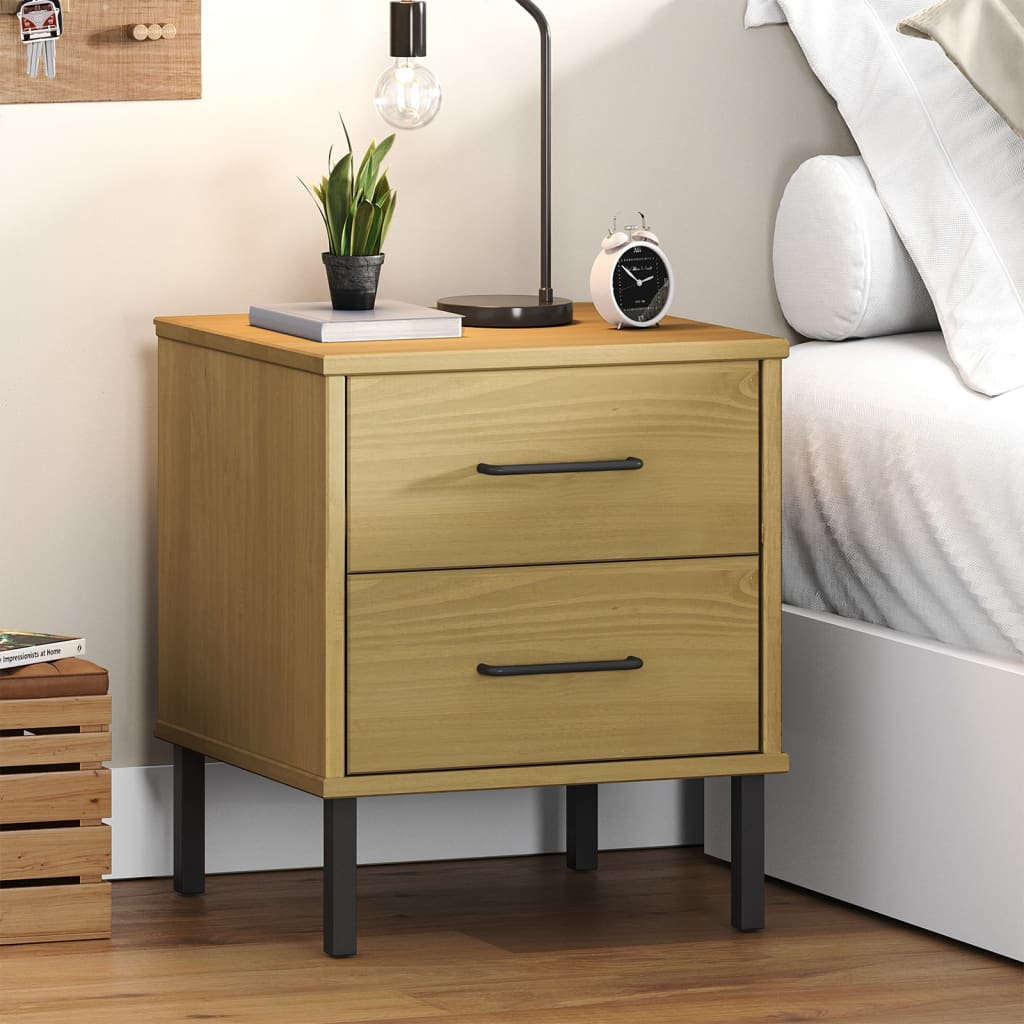 vidaXL Nightstand Storage Bedside Table with 2 Drawers Solid Pine Wood OSLO-3