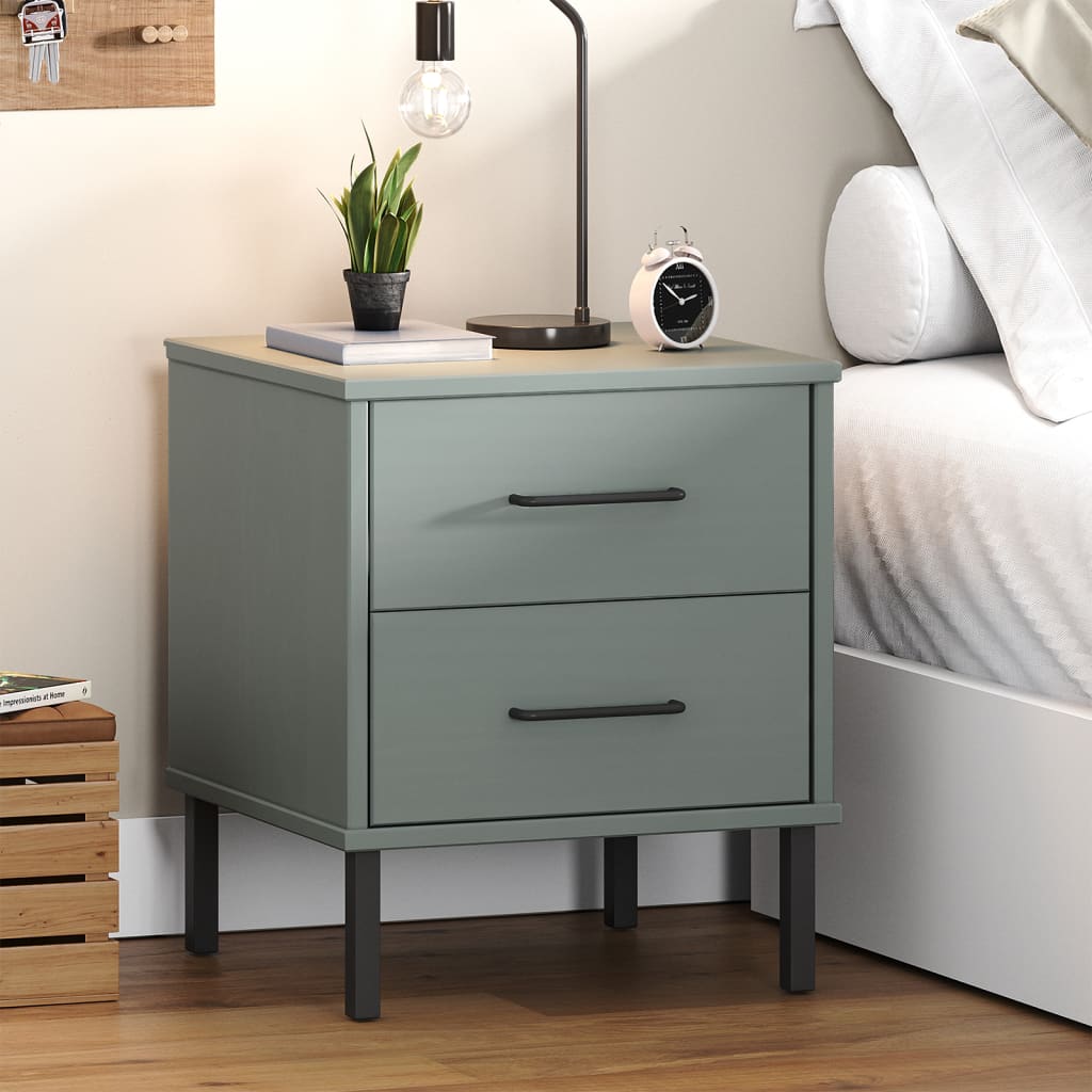 vidaXL Nightstand Storage Bedside Table with 2 Drawers Solid Pine Wood OSLO-5