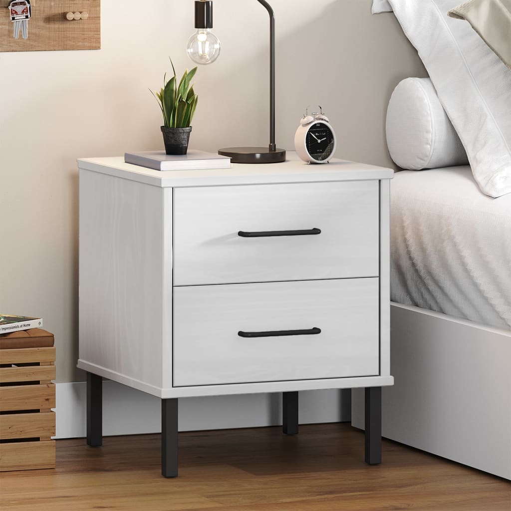 vidaXL Nightstand Storage Bedside Table with 2 Drawers Solid Pine Wood OSLO-6