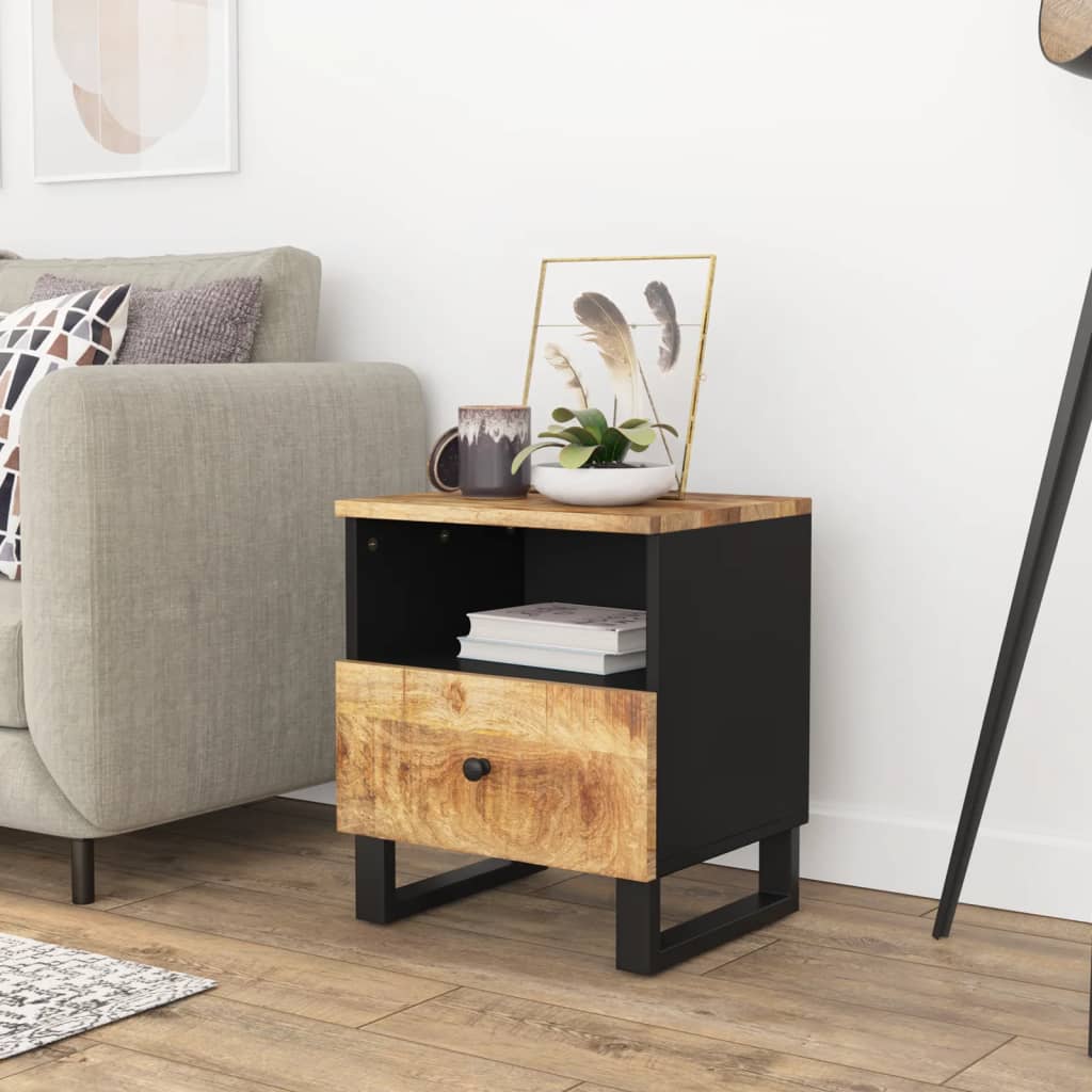 vidaXL Cabinet Storage Accent Nightstand End Table for Bedroom Solid Wood-7