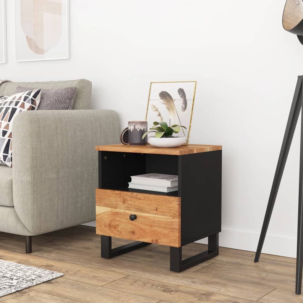 vidaXL Cabinet Storage Accent Nightstand End Table for Bedroom Solid Wood-5
