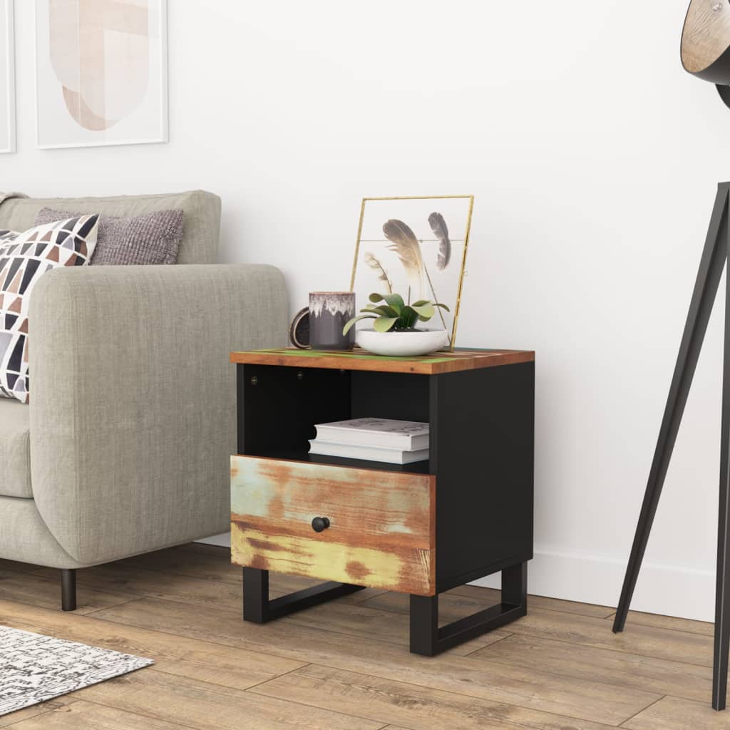 vidaXL Cabinet Storage Accent Nightstand End Table for Bedroom Solid Wood-9