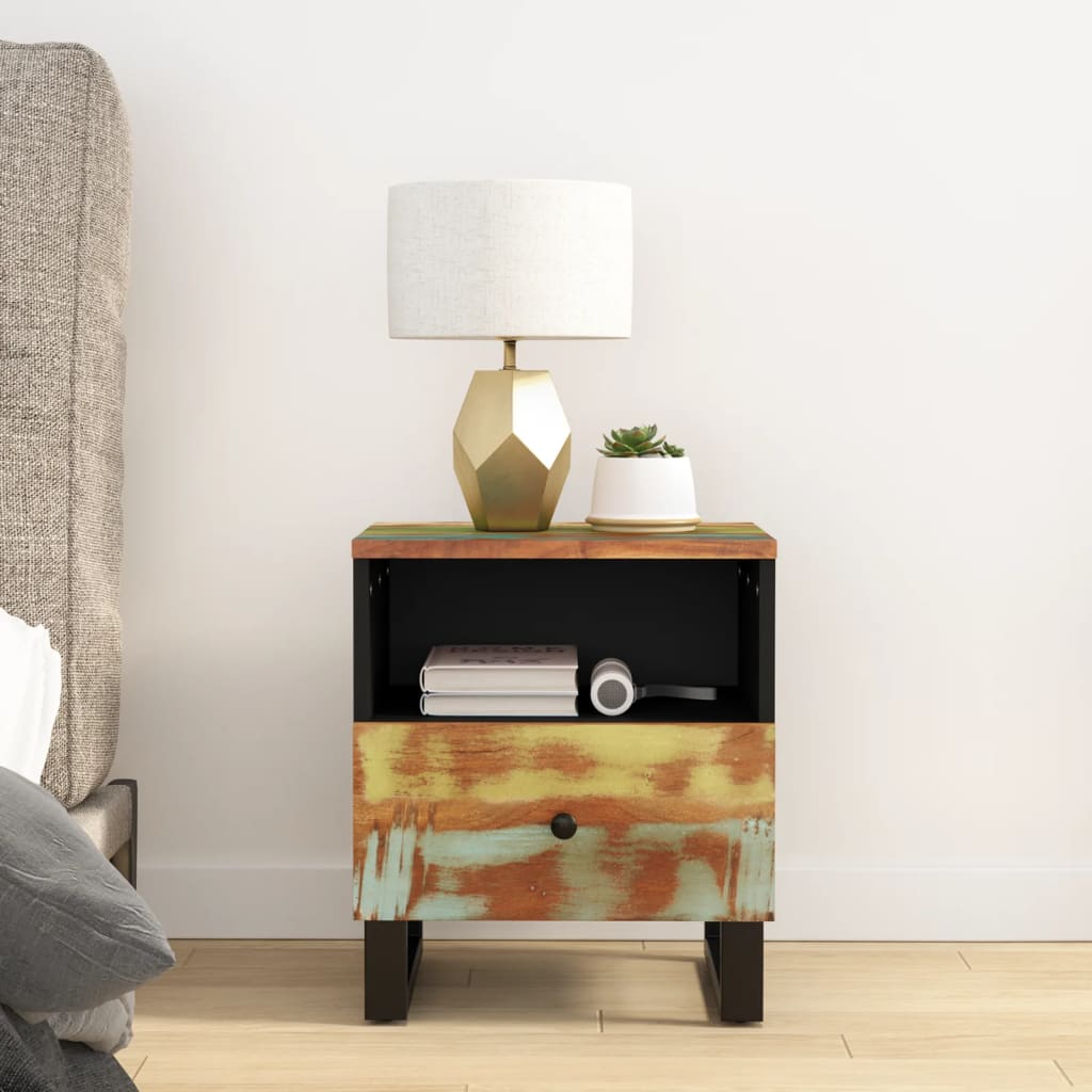 vidaXL Cabinet Storage Accent Nightstand End Table for Bedroom Solid Wood-4