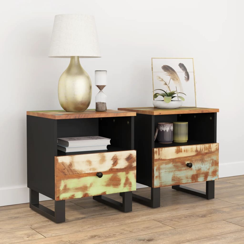 vidaXL Cabinet Storage Accent Nightstand End Table for Bedroom Solid Wood-8