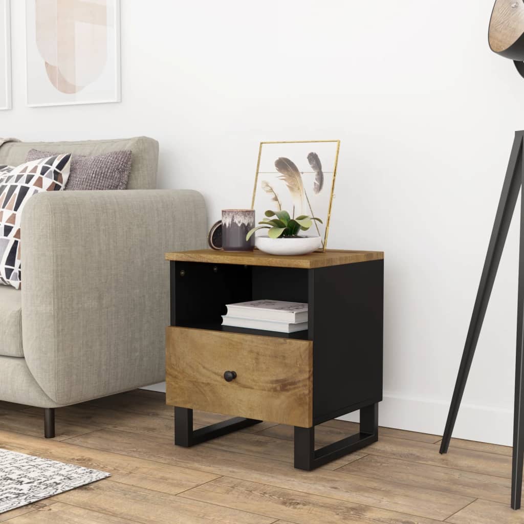 vidaXL Cabinet Storage Accent Nightstand End Table for Bedroom Solid Wood-6