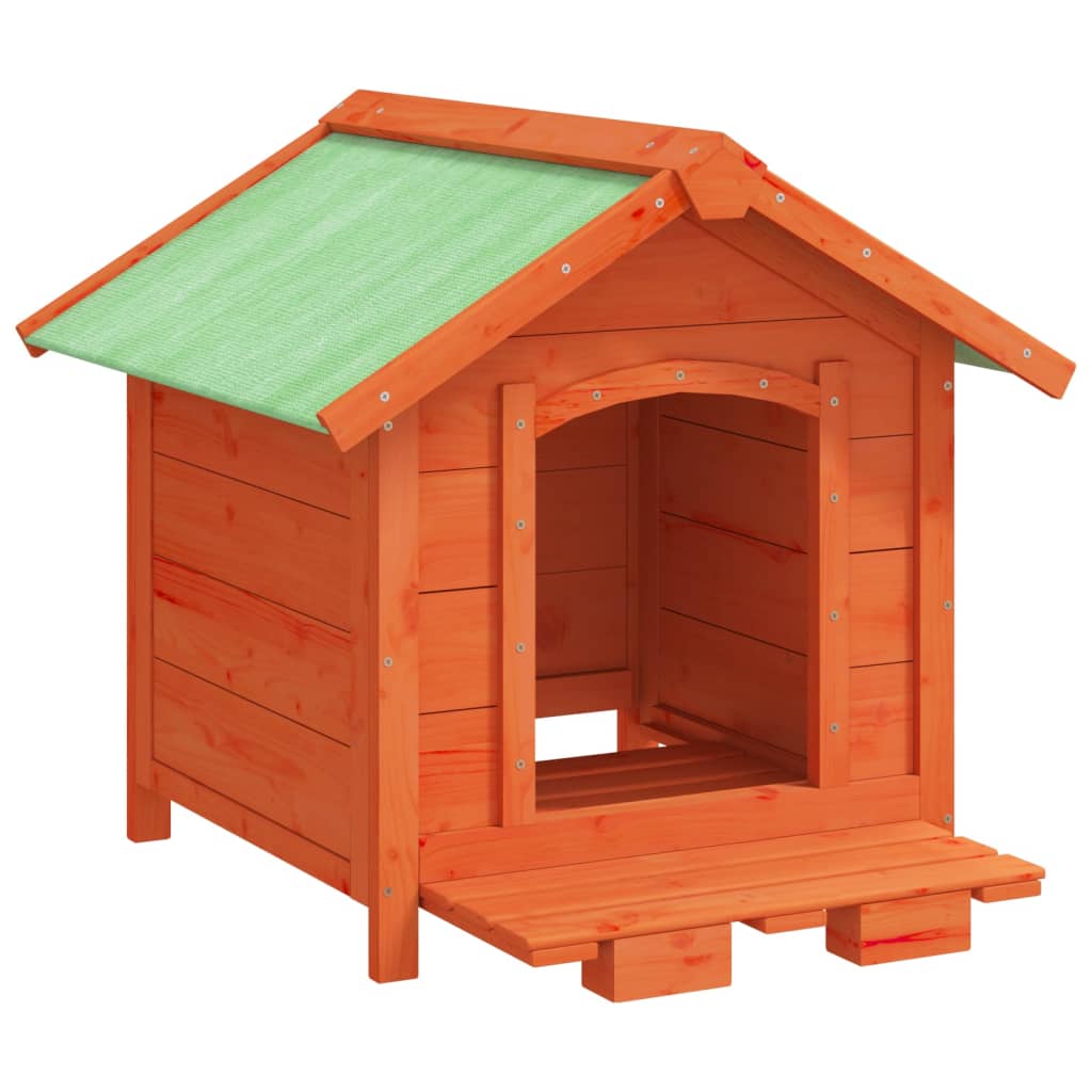 vidaXL Dog Kennel Brown 25.6"x25.6"x24.2" Solid Wood Pine-4