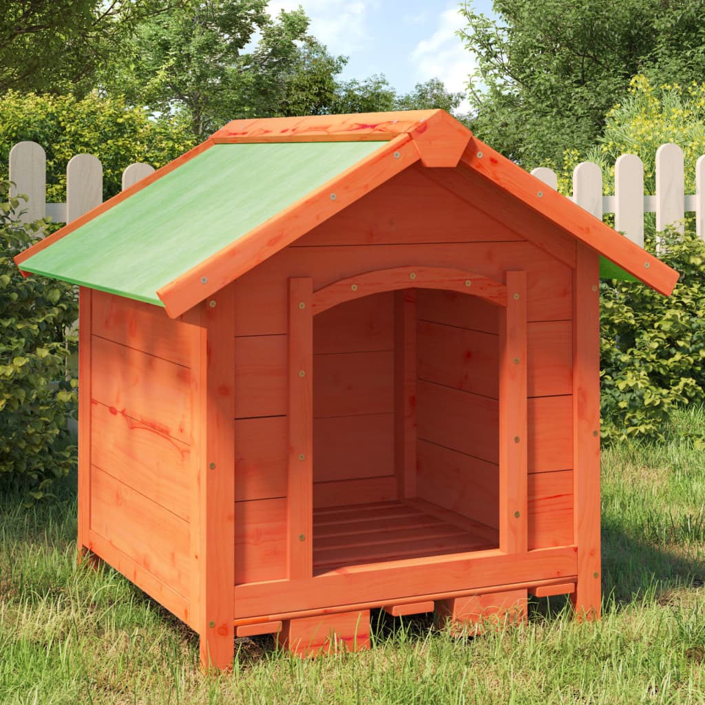 vidaXL Dog Kennel Brown 25.6"x25.6"x24.2" Solid Wood Pine-5