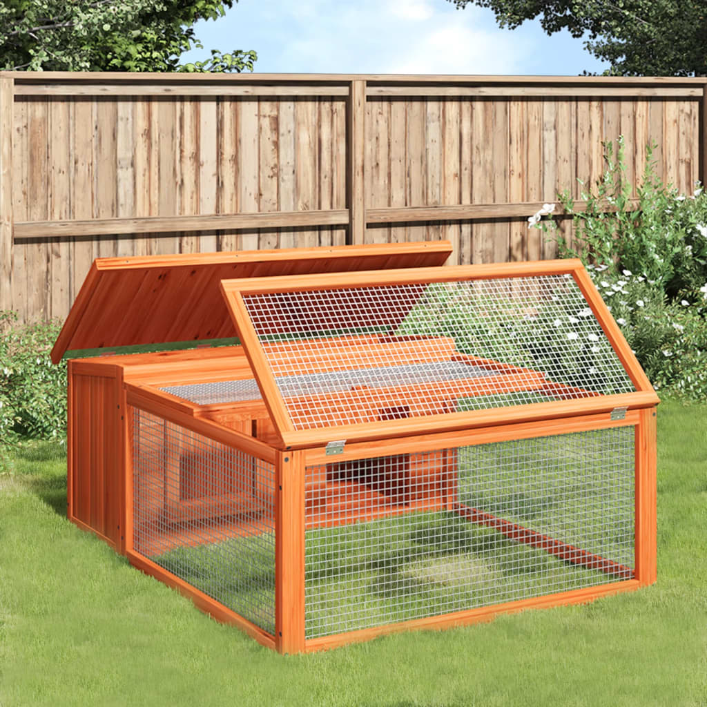 vidaXL Rabbit Hutch Brown 46.3"x38.2"x18.7" Solid Wood Pine-5