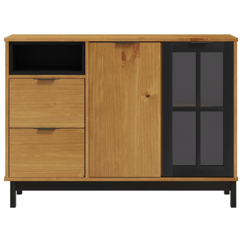 vidaXL Sideboard with Glass Door FLAM 43.3"x15.7"x31.5" Solid Wood Pine-3