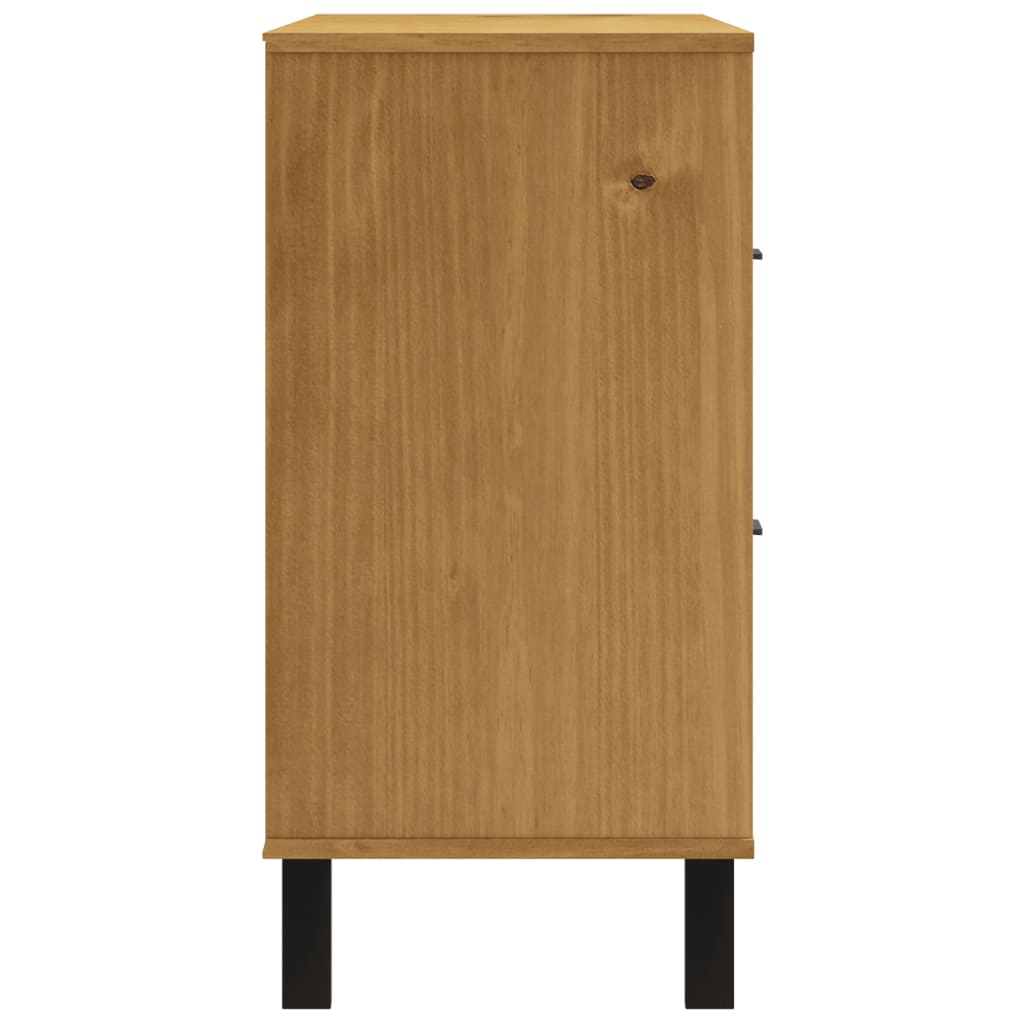 vidaXL Sideboard with Glass Door FLAM 43.3"x15.7"x31.5" Solid Wood Pine-4