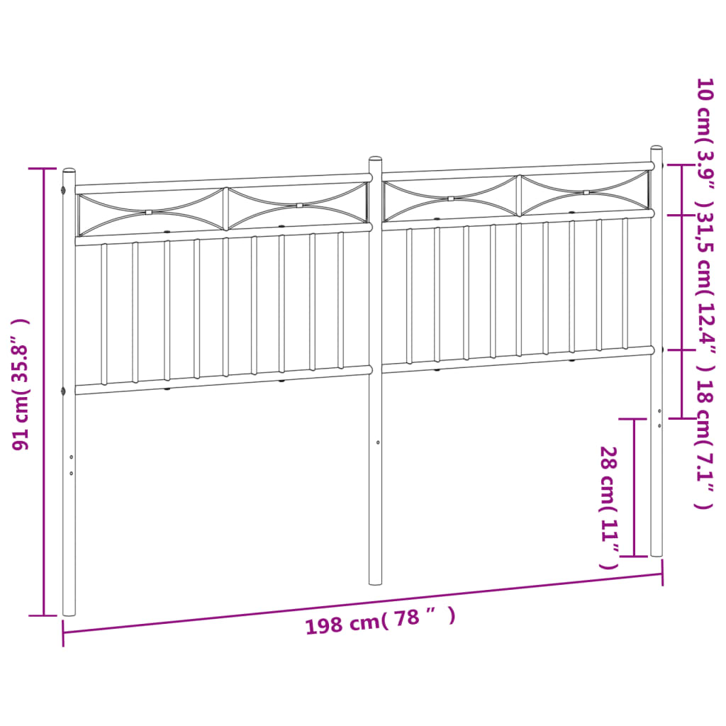 vidaXL Metal Headboard Bed Header with Back Support for Bedroom Furniture-3