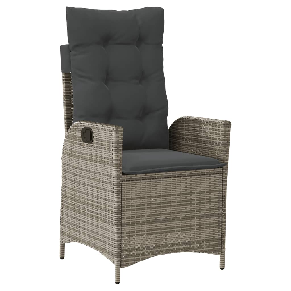 vidaXL 7 Piece Patio Dining Set with Cushions Gray Poly Rattan-2