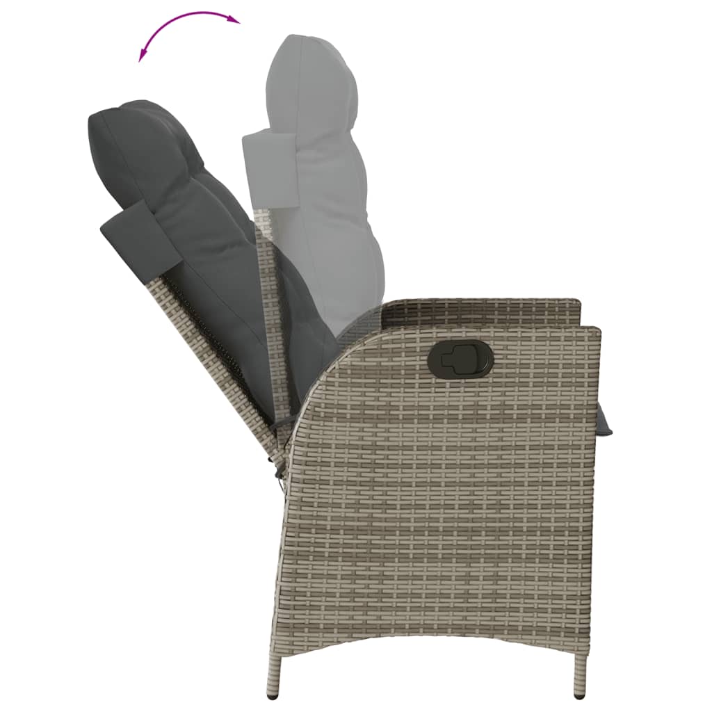 vidaXL 7 Piece Patio Dining Set with Cushions Gray Poly Rattan-3