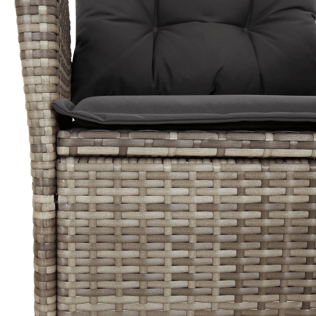 vidaXL 7 Piece Patio Dining Set with Cushions Gray Poly Rattan-4