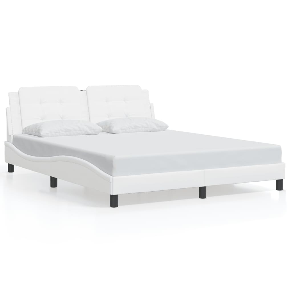 vidaXL Bed Frame with Headboard Platform Base Bedroom Furniture Faux Leather-15