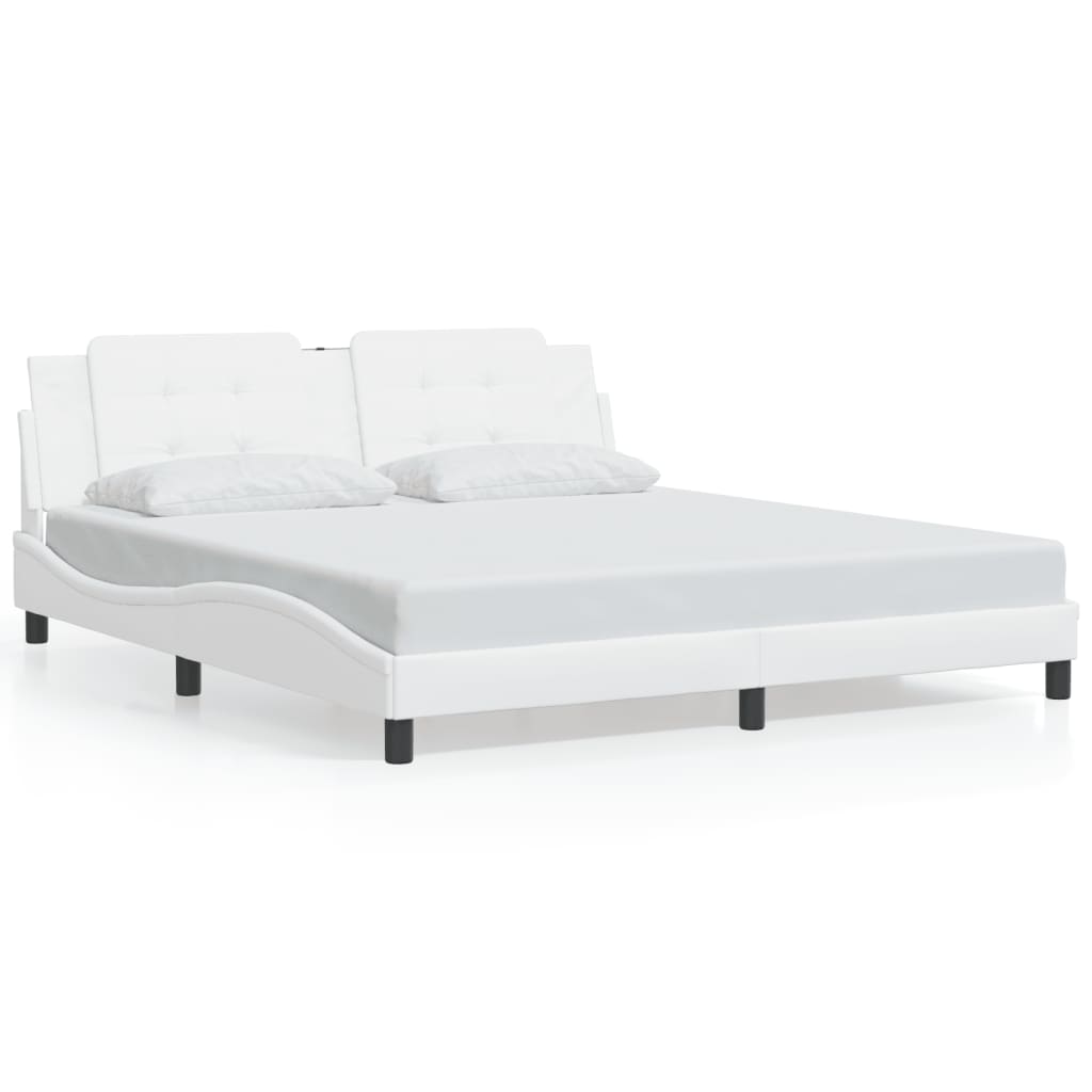 vidaXL Bed Frame with Headboard Platform Base Bedroom Furniture Faux Leather-16