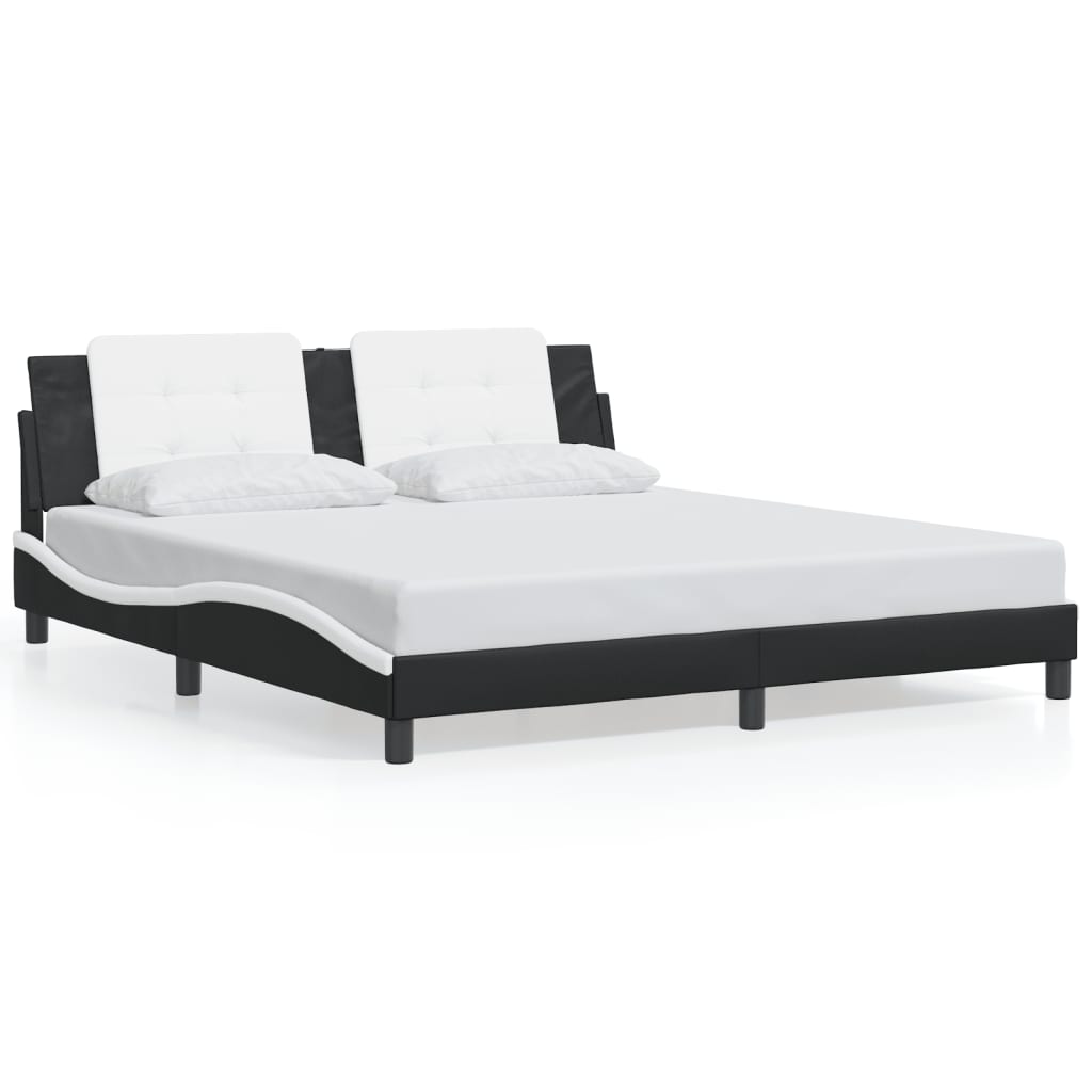 vidaXL Bed Frame with Headboard Platform Base Bedroom Furniture Faux Leather-3