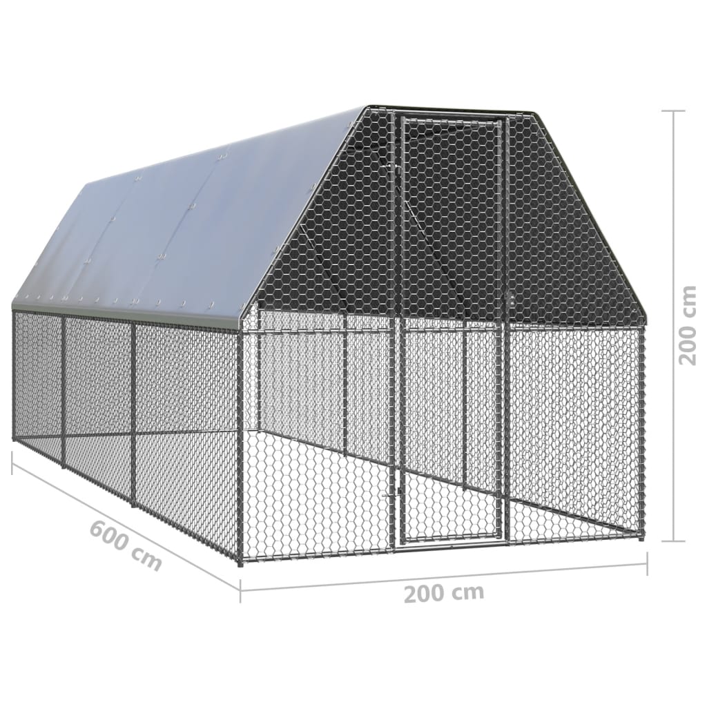 vidaXL Chicken Cage 6.6'x19.7'x6.6' Galvanized Steel-4