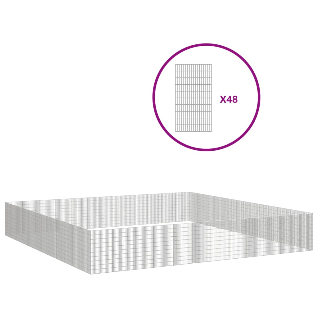 vidaXL Free Range Animal Enclosure 48-Panel 21.3"x39.4" Galvanized Iron-1