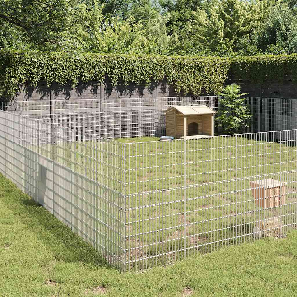 vidaXL Free Range Animal Enclosure 48-Panel 21.3"x39.4" Galvanized Iron-0