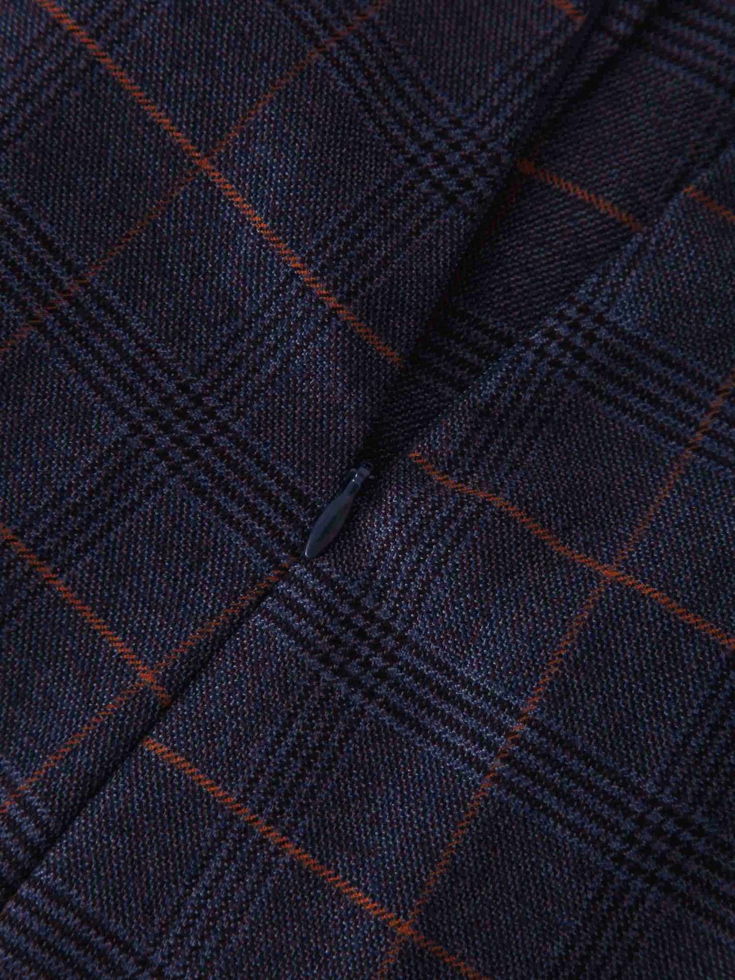 Pin Closure Wrap Skirt-Blue Plaid-4