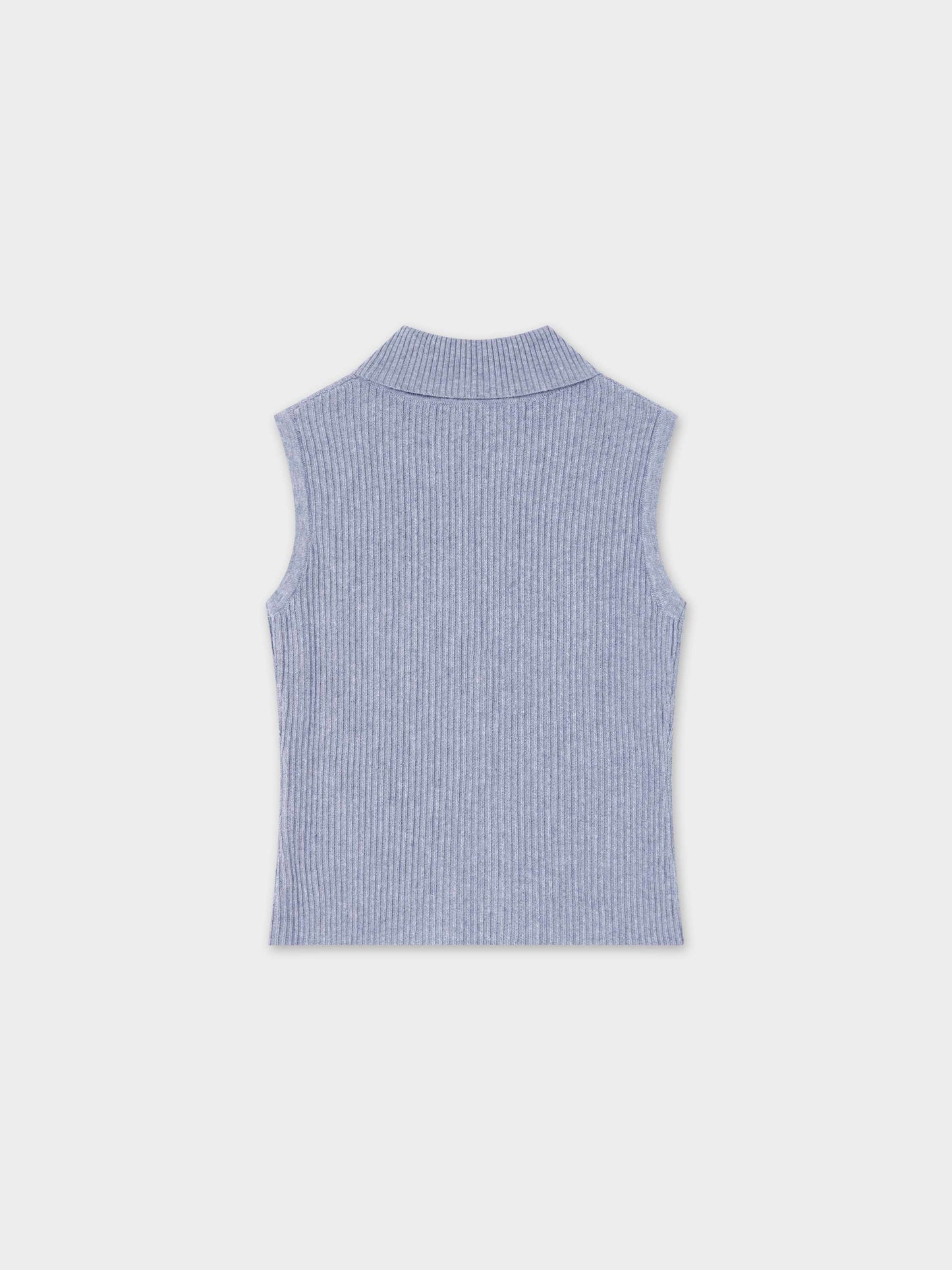 Sleeveless Ribbed Turtleneck-Heathered Grey-1
