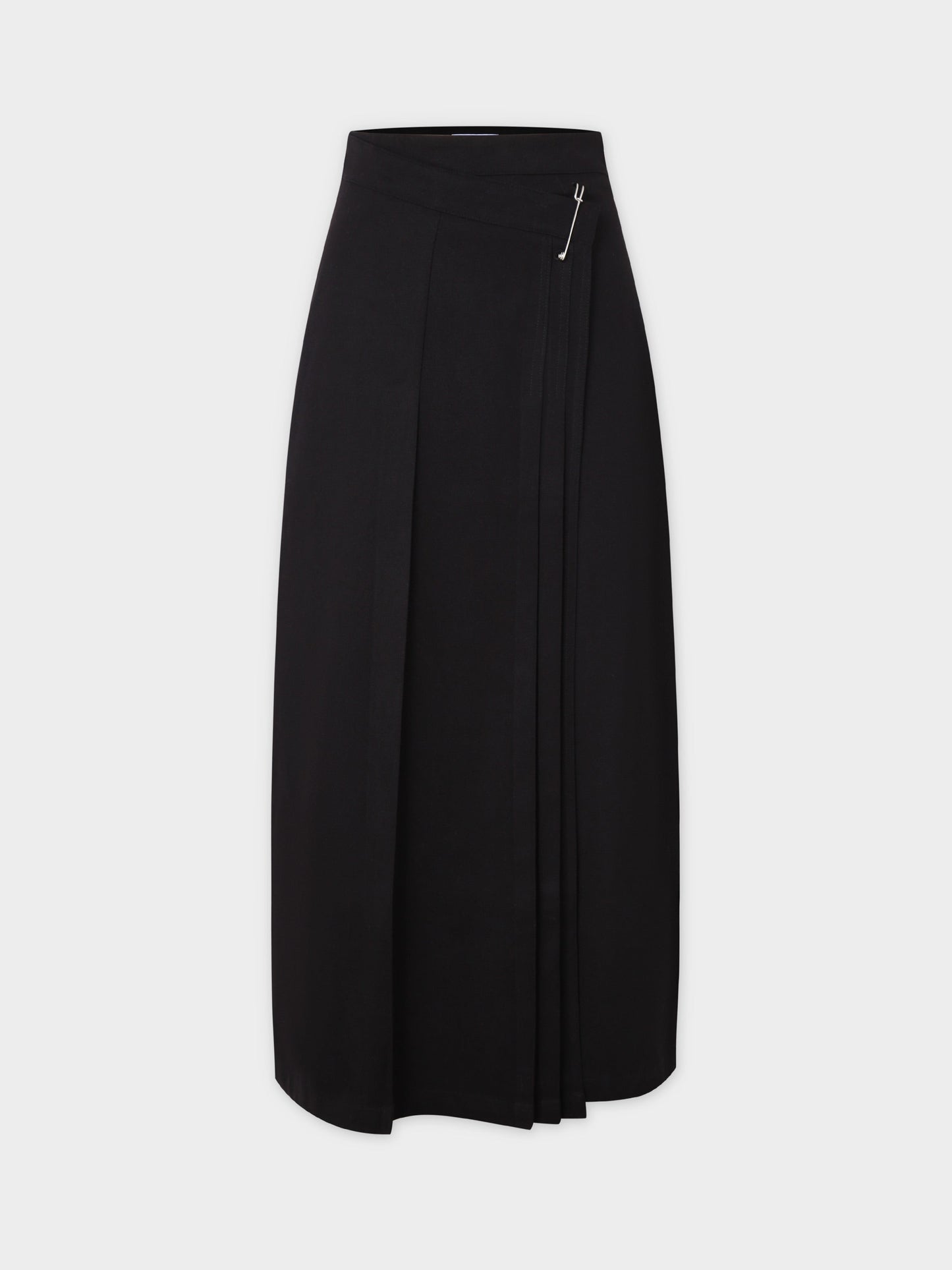 Pin Closure Wrap Skirt-Black-1
