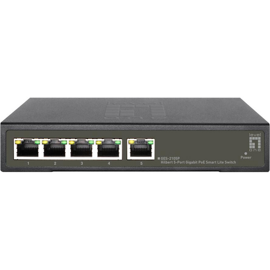 LevelOne GES-2105P hálózati kapcsoló Vezérelt L2 Gigabit Ethernet (10/100/1000) Ethernet-áramellátás (PoE) támogatása Fekete (GES-2105P)-0