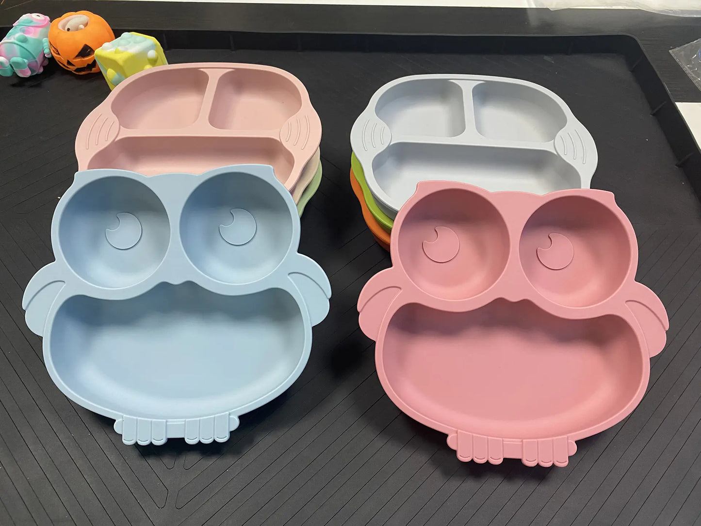 Silicone Baby Tableware Set with Suction Bowl and Owl