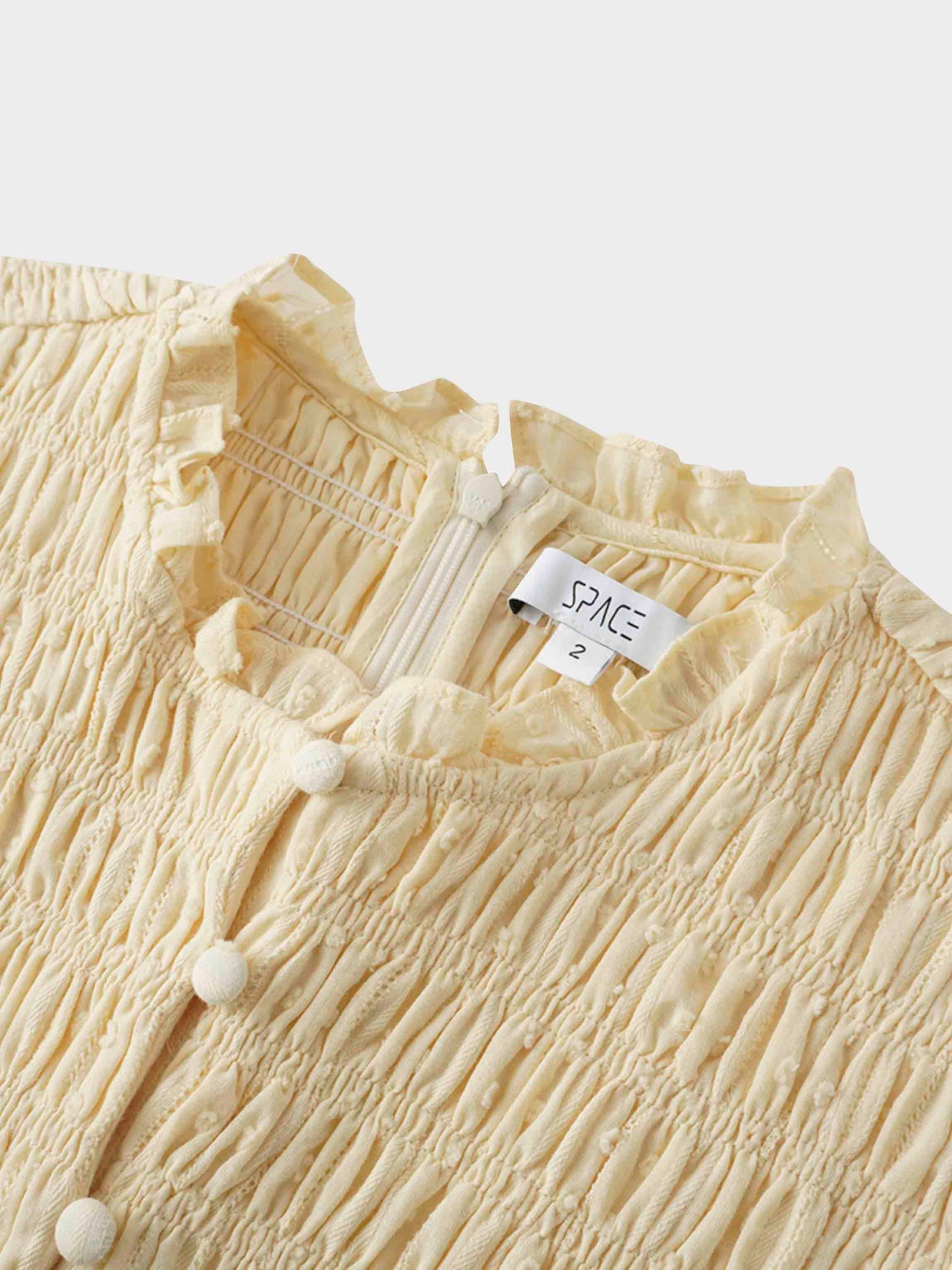 Swiss Dot Ruched Top Dress-Cream-2