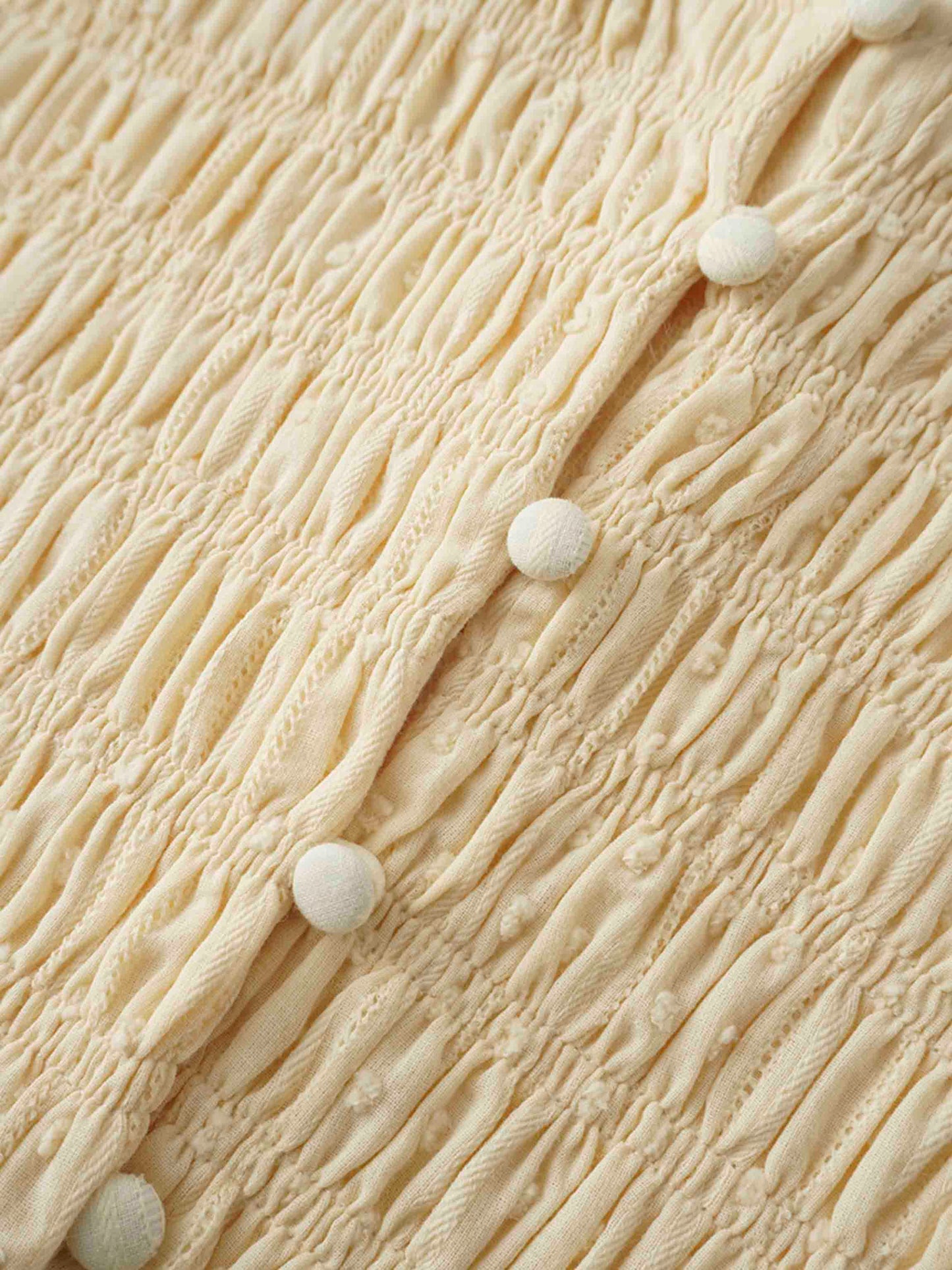 Swiss Dot Ruched Top Dress-Cream-3