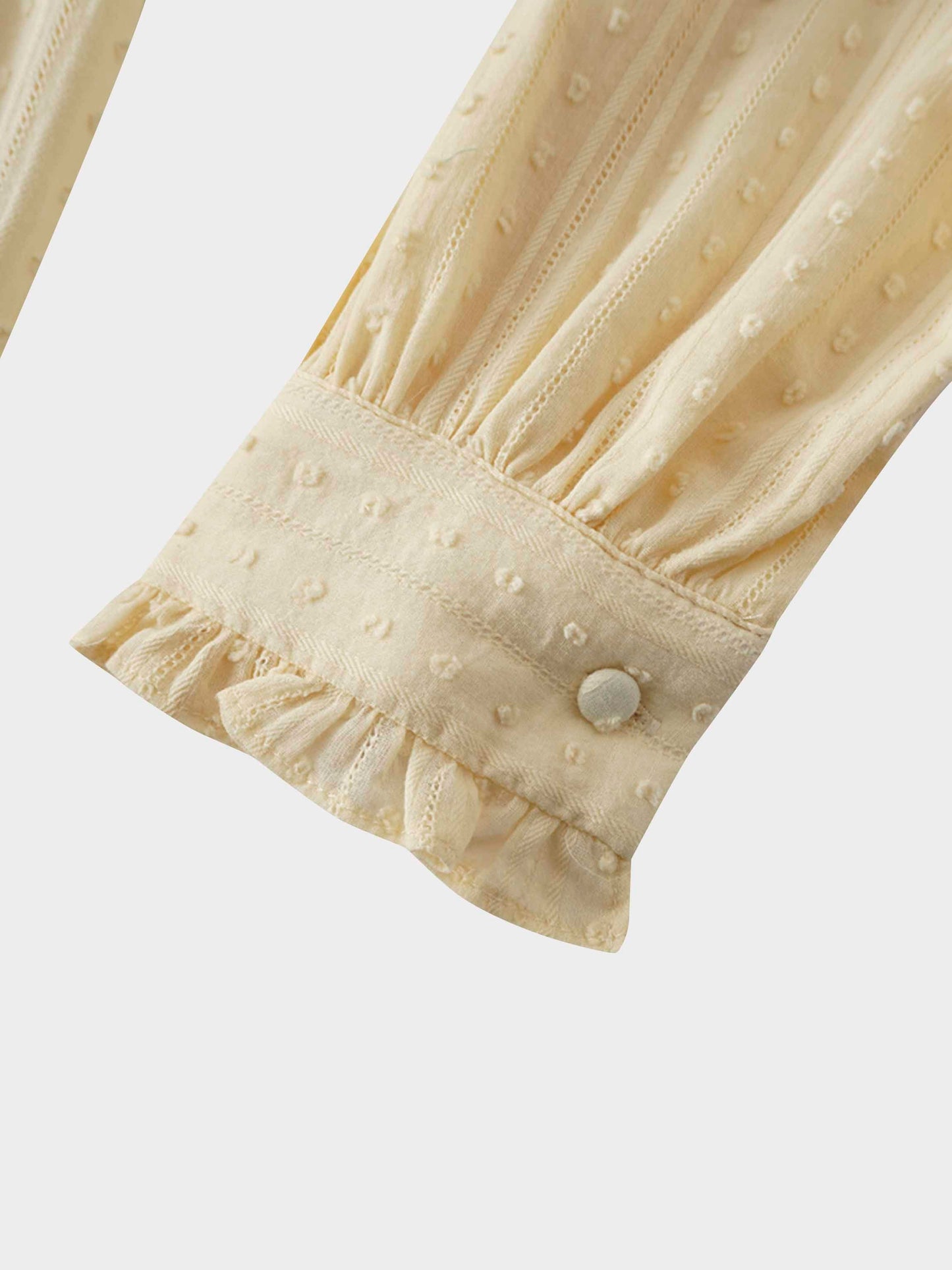 Swiss Dot Ruched Top Dress-Cream-4