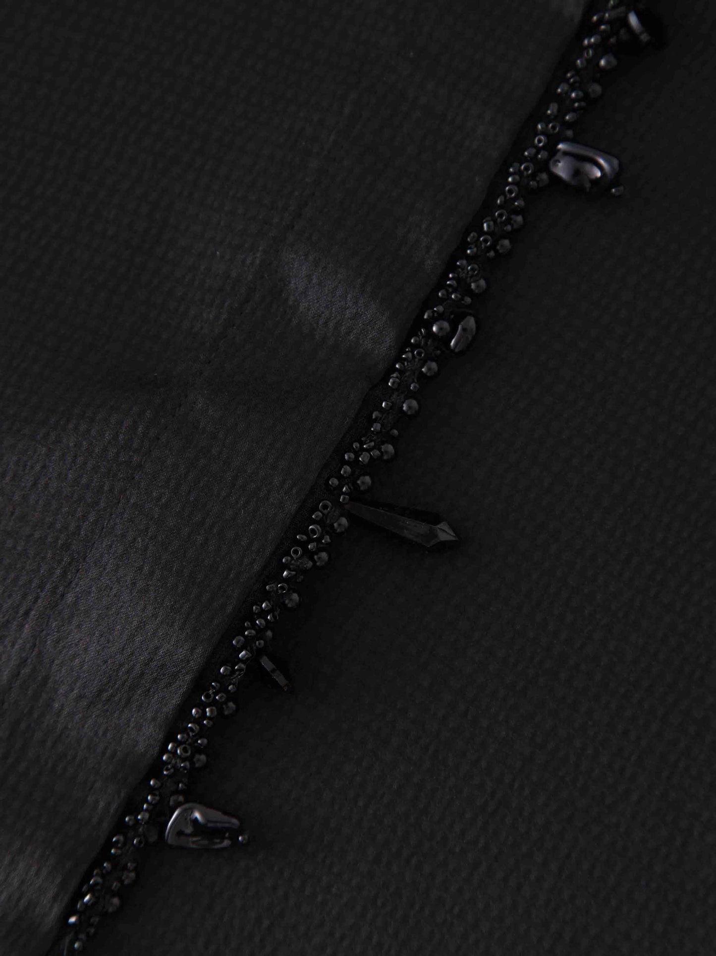 Beaded Trim Blouse-Black-3