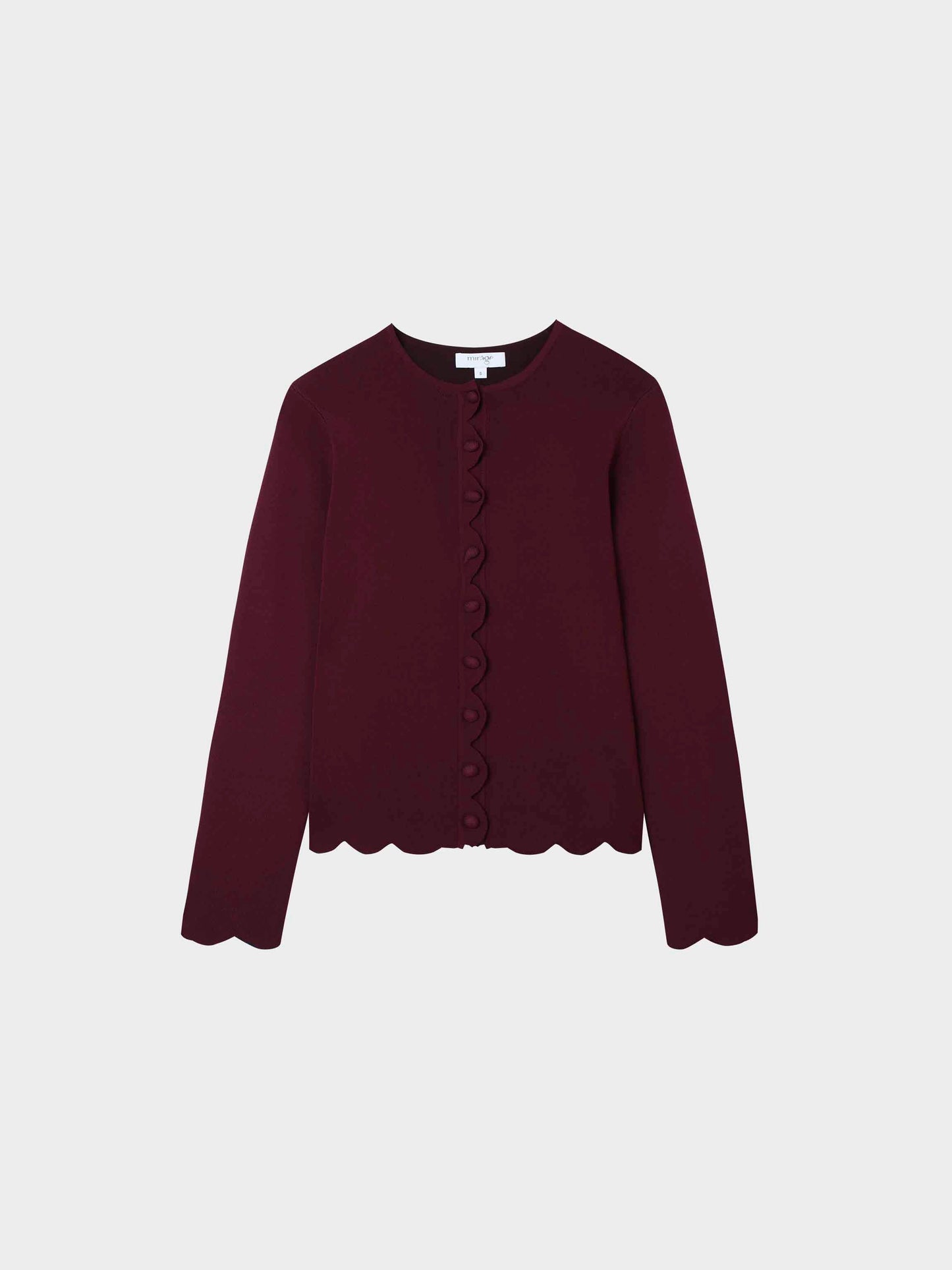 Scallop Edge Crew Cardigan-Wine-1