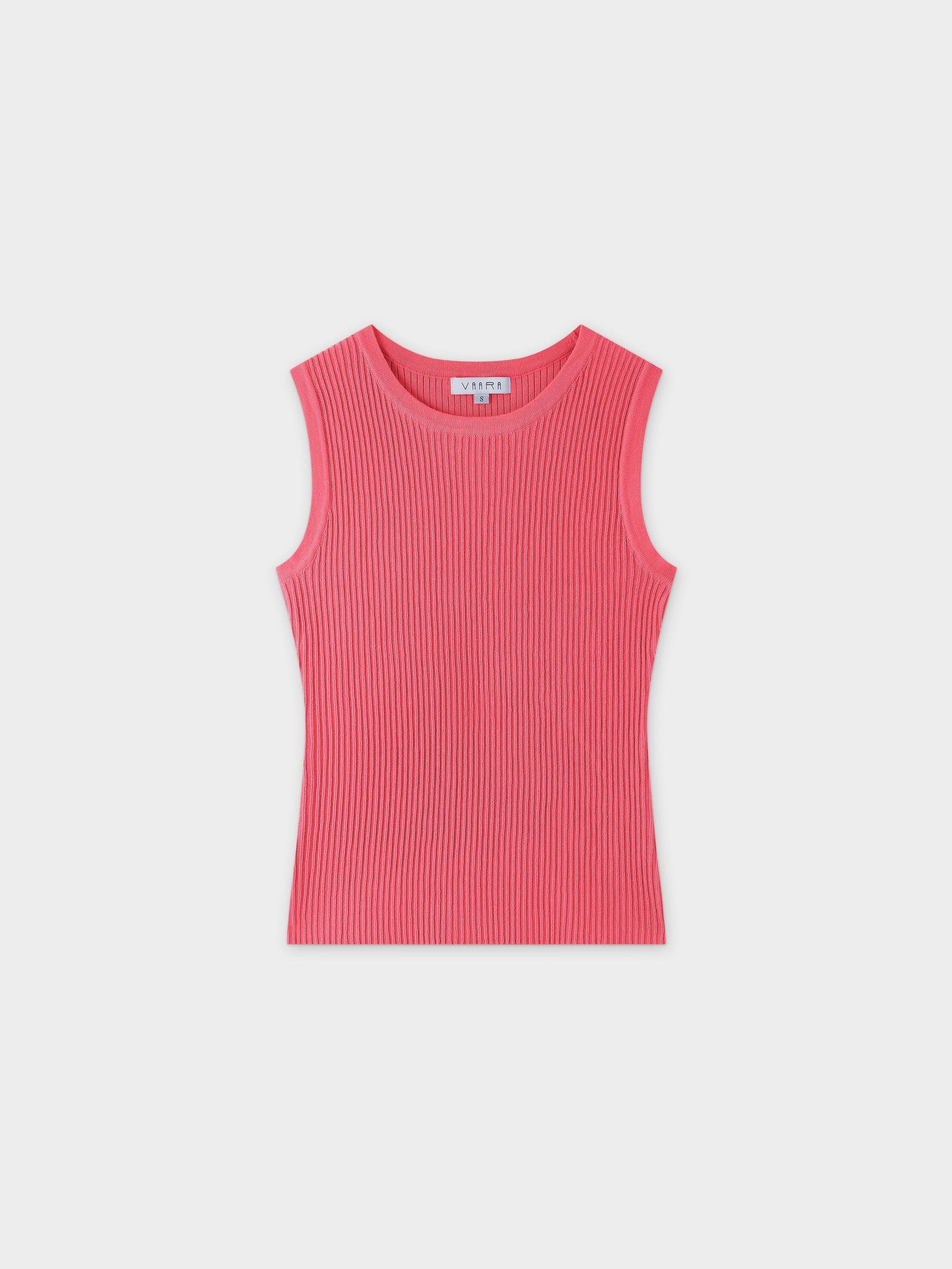 Sleeveless Ribbed Crew-Coral-0