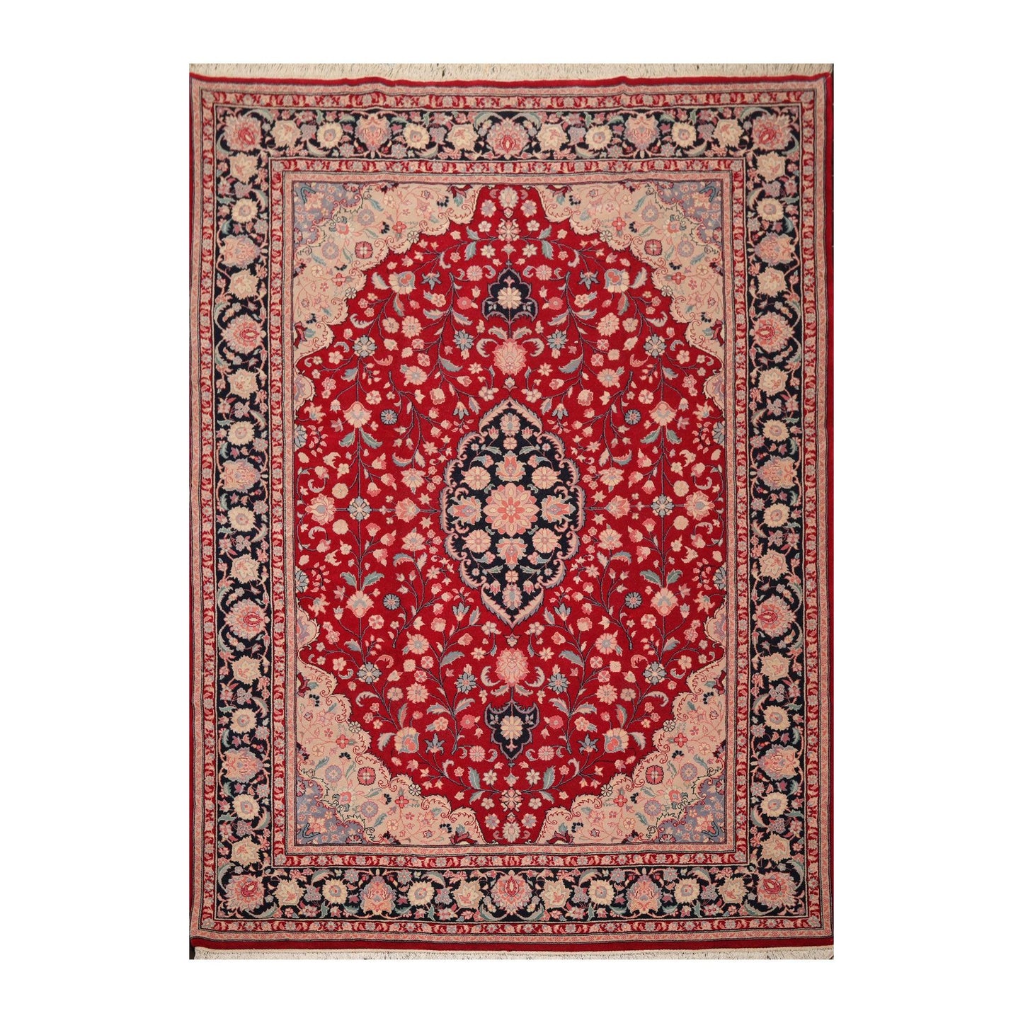 8'10" x 11'11" Hand Knotted Wool Romanian Tabrizz Traditional Area Rug Red-0