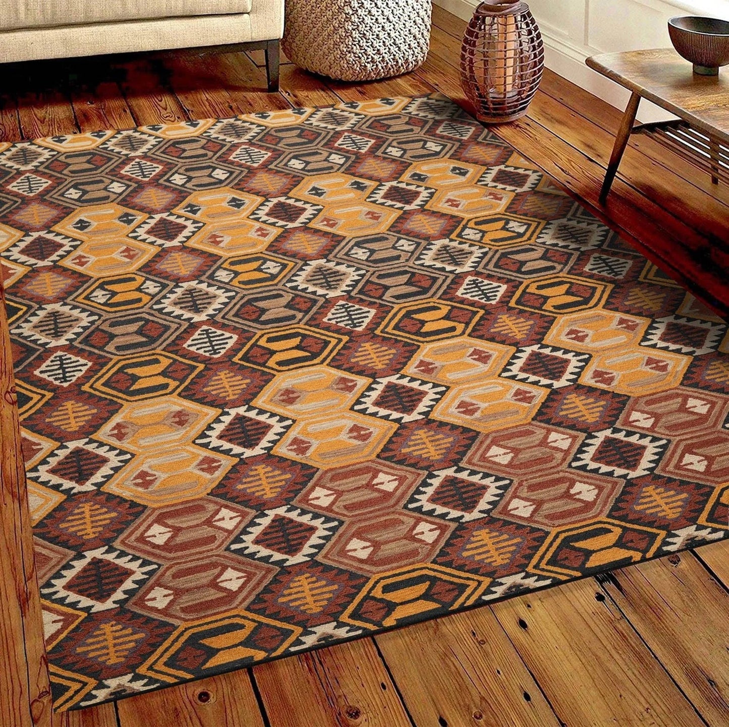Handmade Multi Size 100% Wool Traditional Oriental Area Rug Gold-0