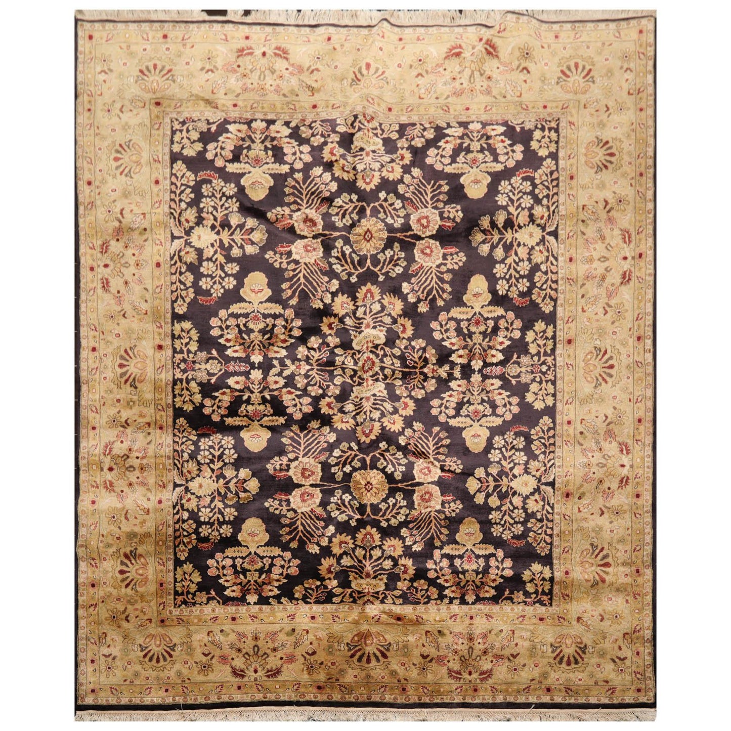 Hand Knotted Wool Sarouk 250KPSI Oriental Area Rug Dark Chocolate 7'11" x 9'10"-0