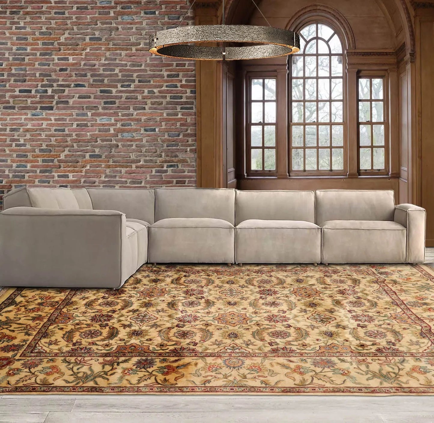 9x12 Ivory, Aqua Hand Knotted 100% Wool Agra Traditional Oriental Area Rug-0