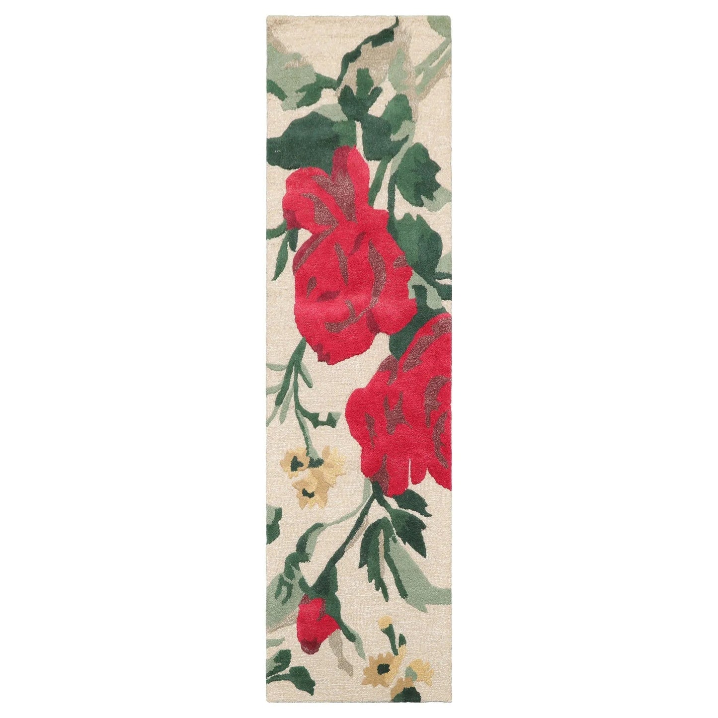 LoomBloom Multi Size Beige Hand Tufted Contemporary Floral Wool and Faux Silk Oriental Area Rug-1