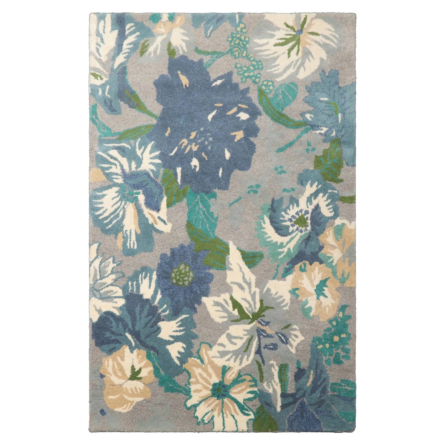 LoomBloom Multi Size Gray Hand Tufted Contemporary Floral Wool Oriental Area Rug-1
