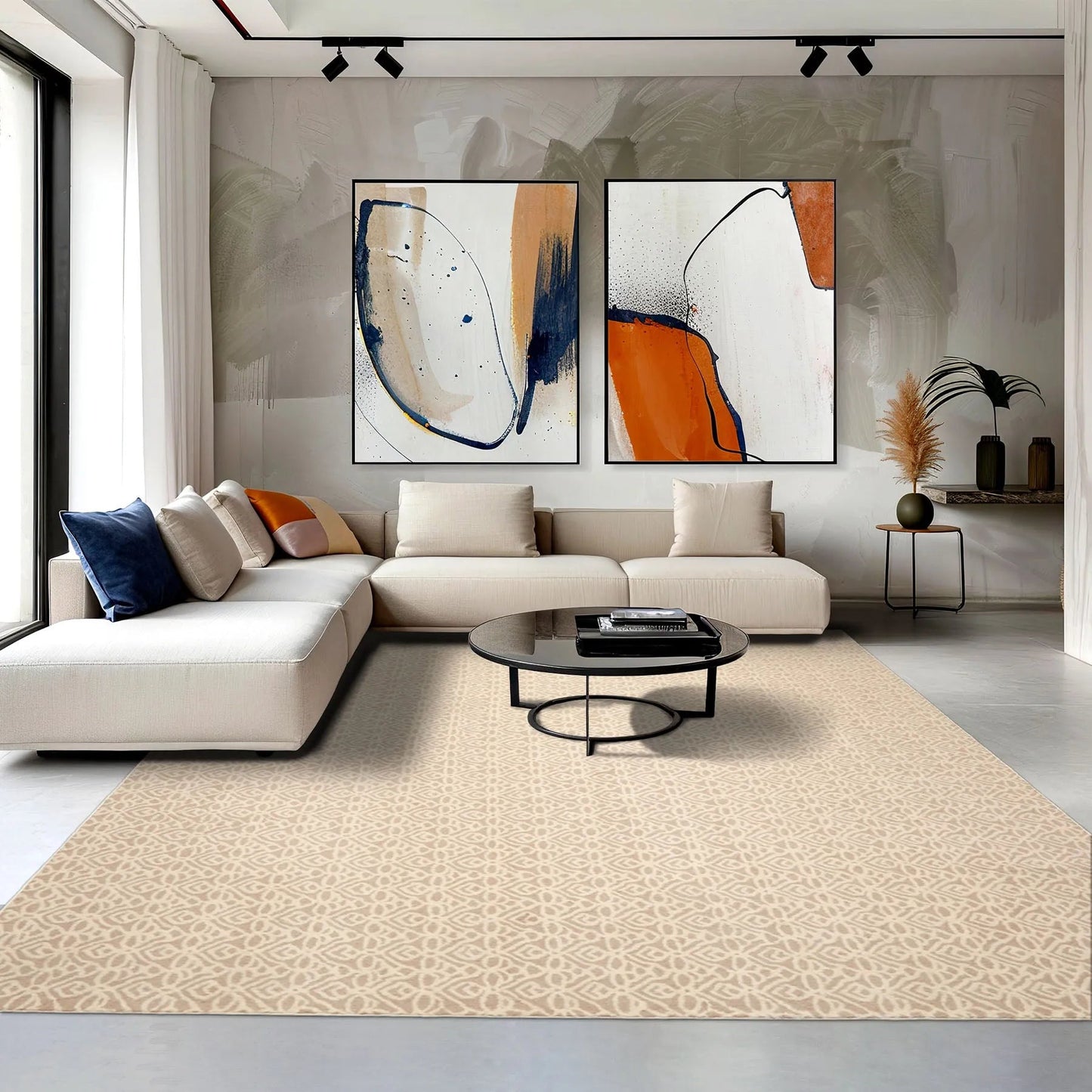 LoomBloom Multi Size Ivory Hand Tufted Modern Geometric New Zealand Wool Oriental Area Rug-1