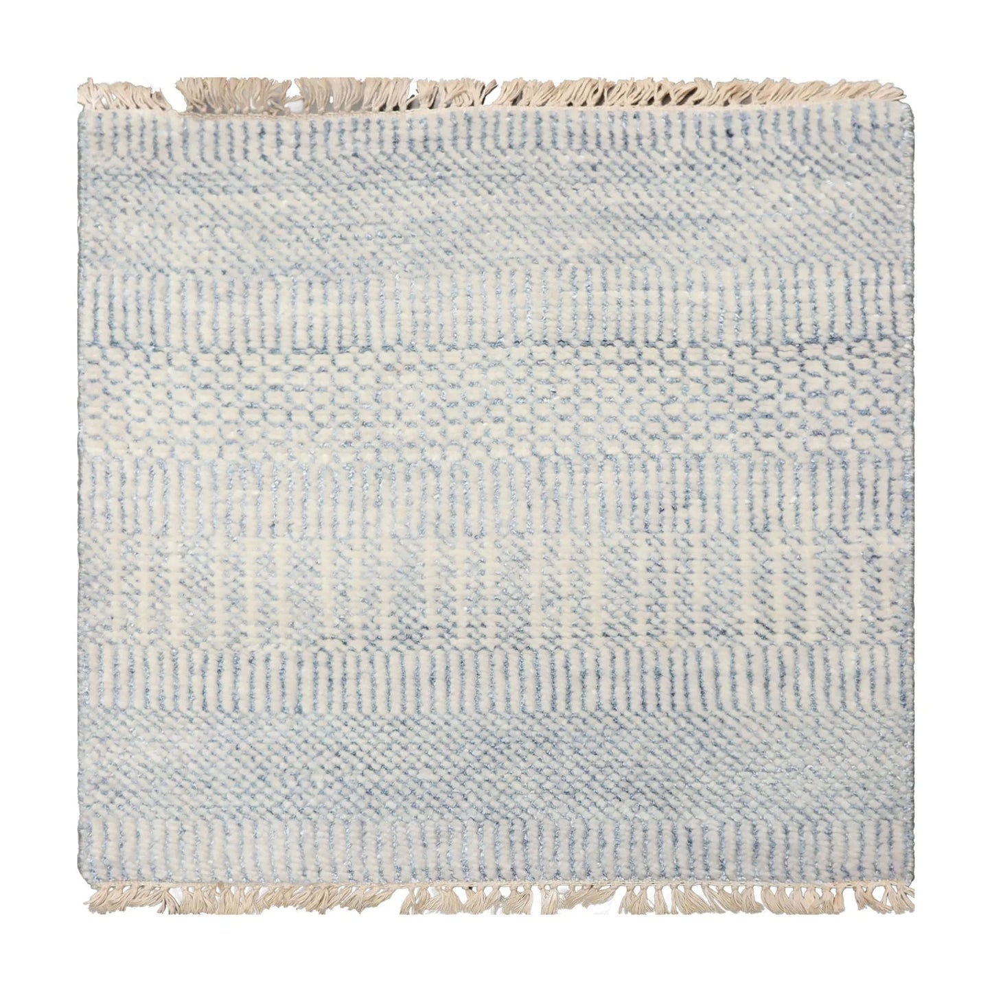 2'x2' Ivory Hand Knotted Tibetan Modern Wool and Bamboo Silk Oriental Area Rug-0