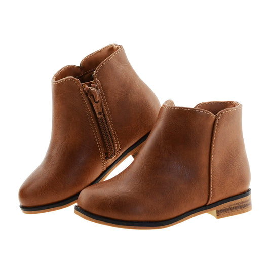 LseLom Girls Boots Ankle Boots for Girls with Zipper Short Suede Booties Fashion Boots for Toddler/Little Kids Brown US 8