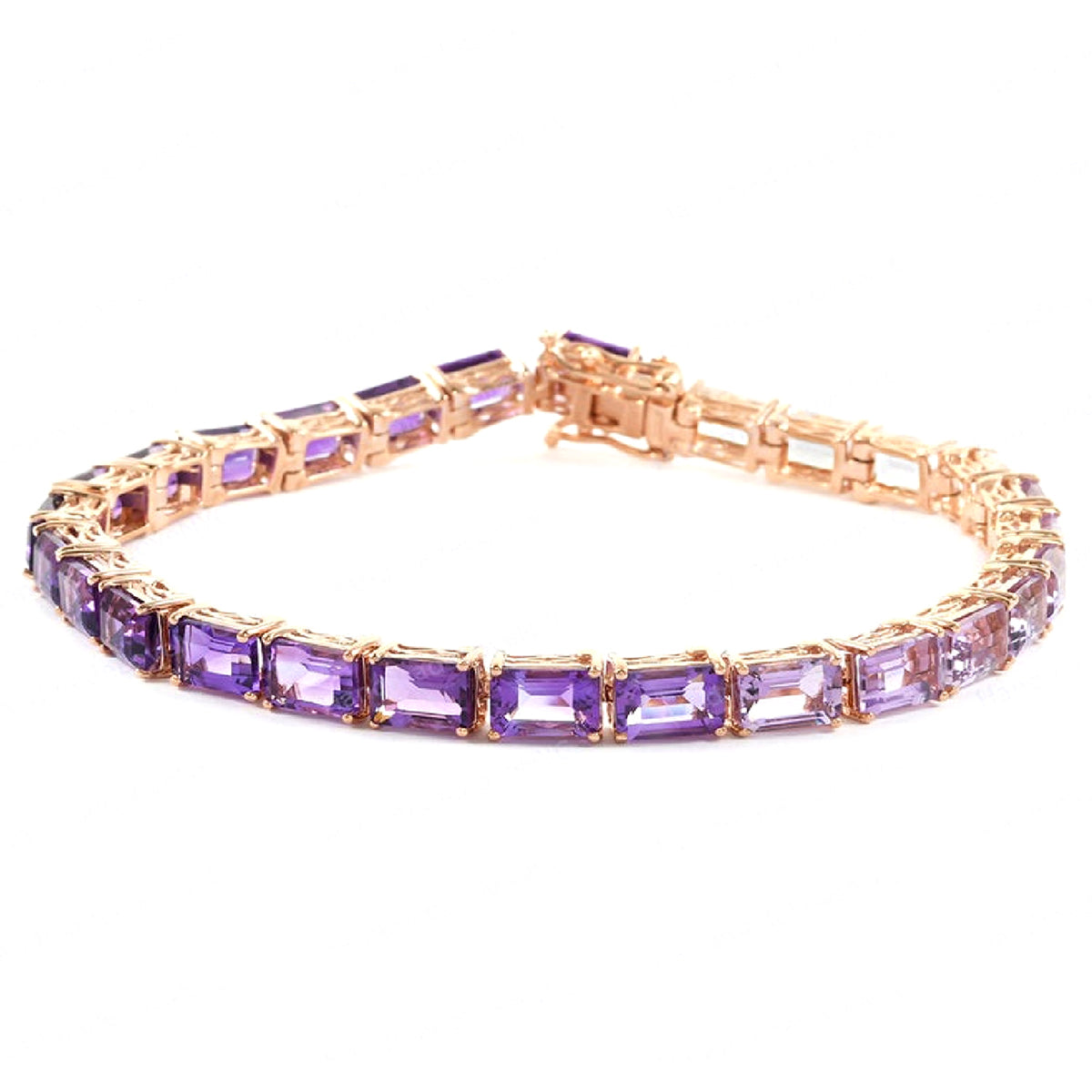 Amethyst Tennis Bracelet – 925 Sterling Silver Rose Gold Plated-0