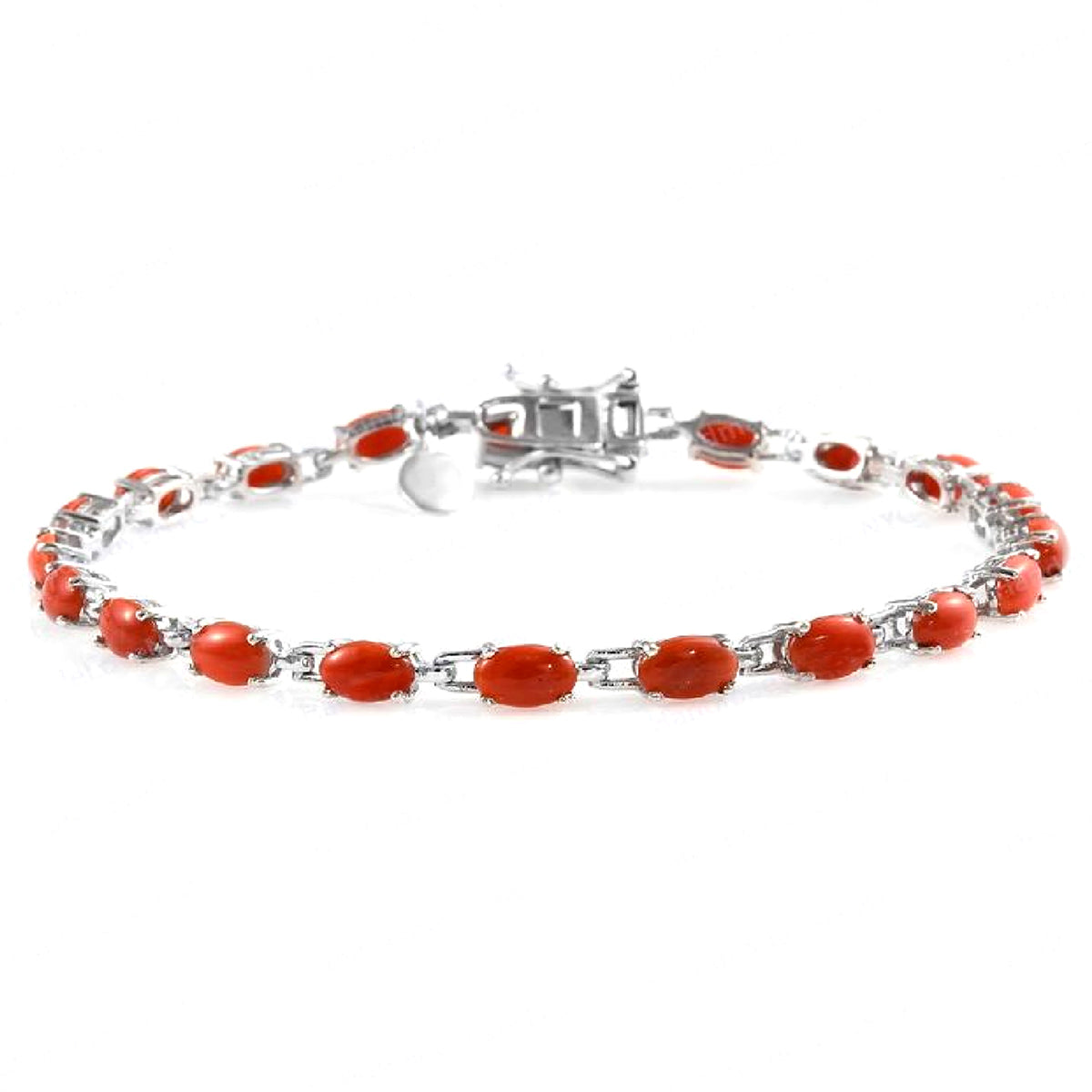 Coral Tennis Bracelet – 925 Sterling Silver-0