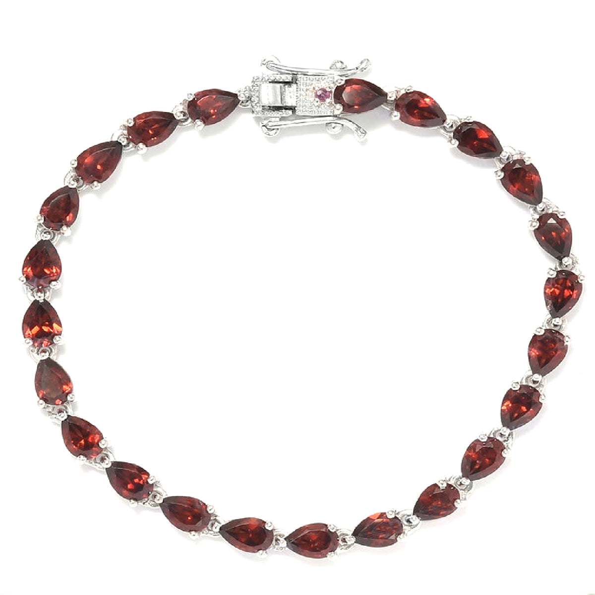 Garnet Tennis Bracelet – 925 Sterling Silver-0